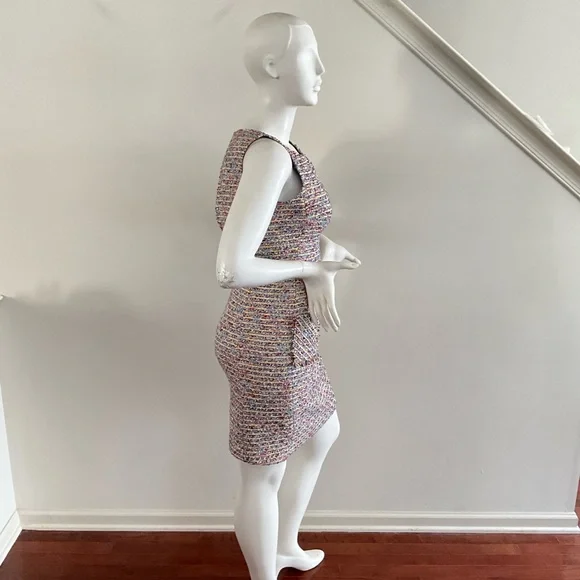 Karl Lagerfeld Paris Tweed Sleeveless Dress Fringe 6 - Picture 11 of 12